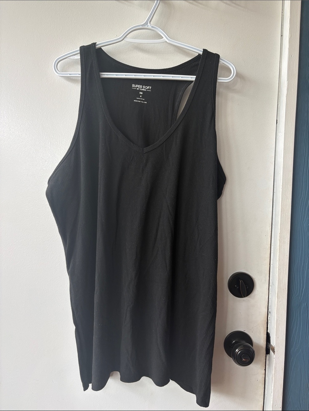 Torrid Super Soft Black V-Neck Racer Back Tank Top